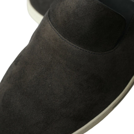 Dolce & Gabbana Blue Suede Caiman Men Loafers Slippers Shoes