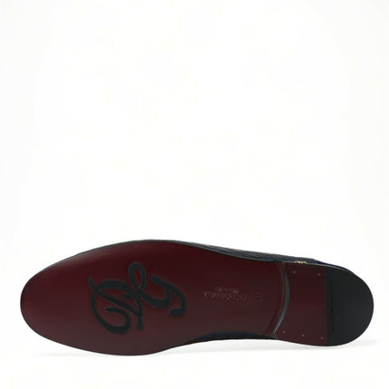 Dolce & Gabbana Blue Crocodile Leather Loafers Slip On Shoes