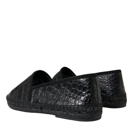 Dolce & Gabbana Black Exotic Leather Espadrilles Slip On Shoes