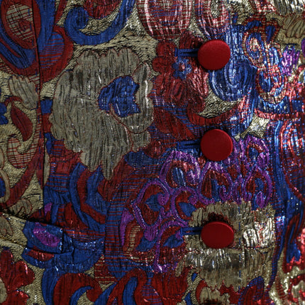 Dolce & Gabbana Multicolor Jacquard Button Waistcoat Vest Top