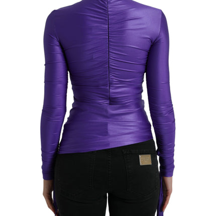 Dolce & Gabbana Purple Nylon Stretch Slim Long Sleeves Top
