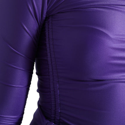 Dolce & Gabbana Purple Nylon Stretch Slim Long Sleeves Top