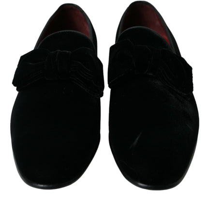 Dolce & Gabbana Black Velvet Loafers Formal Dress Shoes