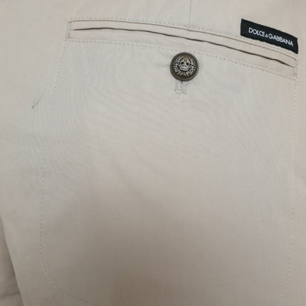 Dolce & Gabbana Beige Cotton High Waist Tapered Pants