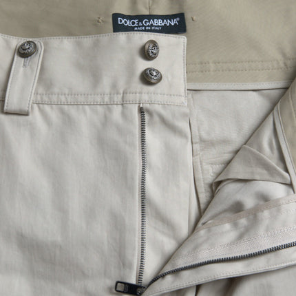 Dolce & Gabbana Beige Cotton High Waist Tapered Pants