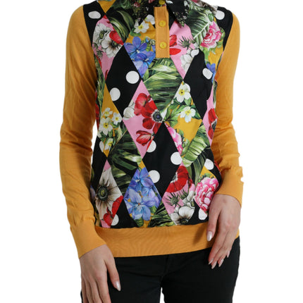 Dolce & Gabbana Multicolor Patchwork Cashmere Henley Sweater