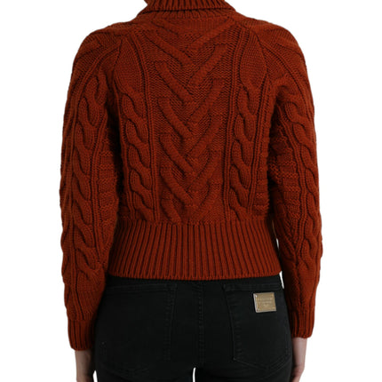 Dolce & Gabbana Brown Wool Knit Turtleneck Pullover Sweater