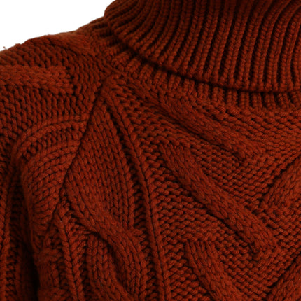 Dolce & Gabbana Brown Wool Knit Turtleneck Pullover Sweater
