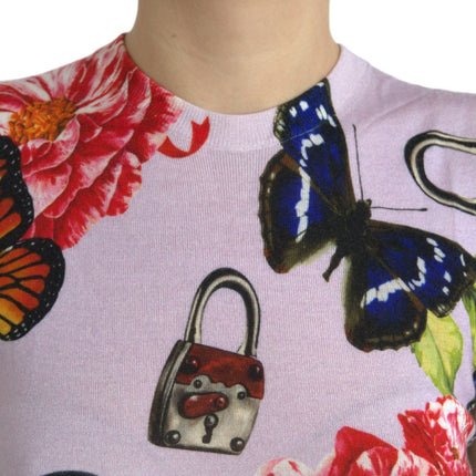 Dolce & Gabbana Multicolor Floral Padlock Butterfly Tank Top