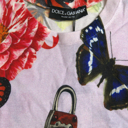 Dolce & Gabbana Multicolor Floral Padlock Butterfly Tank Top