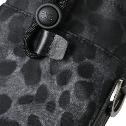 Dolce & Gabbana Black Leopard Round Slim Tote Bottle Cage Bag
