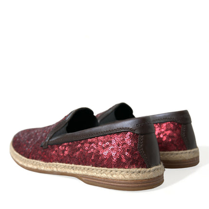 Dolce & Gabbana Red Sequined Loafers Slippers Men Shoes
