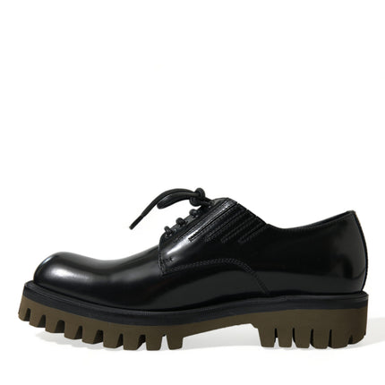 Dolce & Gabbana Black Leather Lace Up Derby Men Dress Shoes