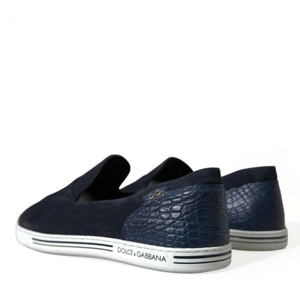 Dolce & Gabbana Blue Suede Caiman Loafers Saint Tropez Shoes
