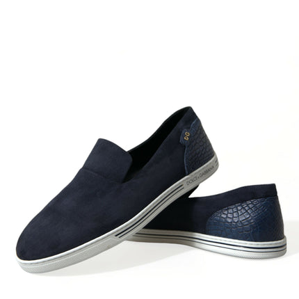 Dolce & Gabbana Blue Suede Caiman Loafers Saint Tropez Shoes