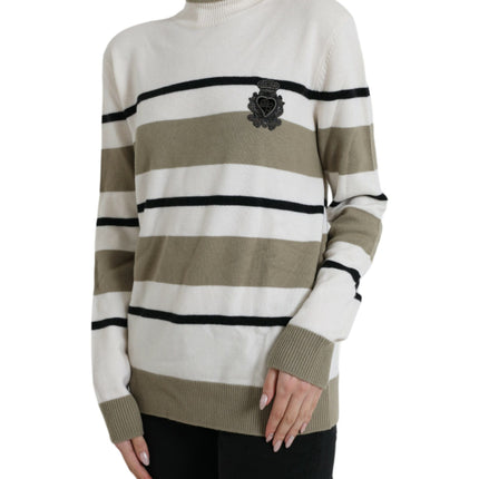 Dolce & Gabbana Multicolor Stripe Wool Logo Pullover Sweater