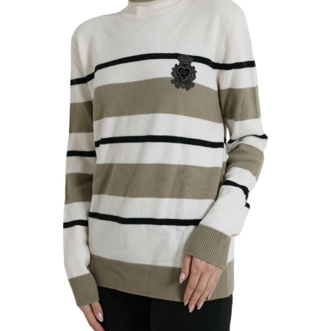 Dolce & Gabbana Multicolor Stripe Wool Logo Pullover Sweater