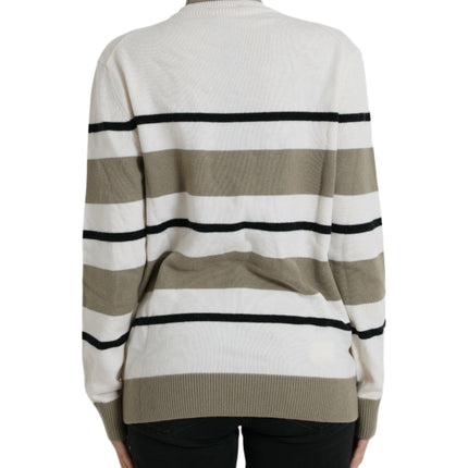 Dolce & Gabbana Multicolor Stripe Wool Logo Pullover Sweater