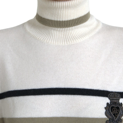Dolce & Gabbana Multicolor Stripe Wool Logo Pullover Sweater
