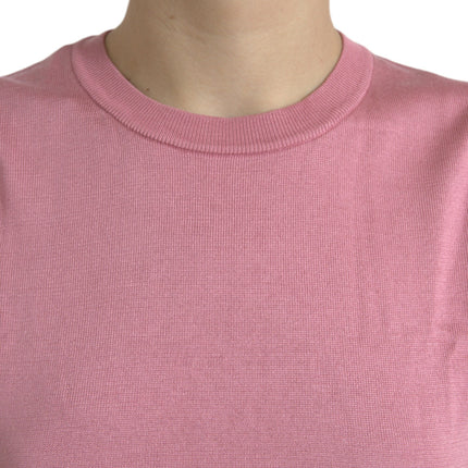 Dolce & Gabbana Pink Crew Neck Cropped Sleeveless Tank Top