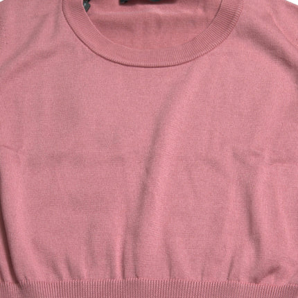 Dolce & Gabbana Pink Crew Neck Cropped Sleeveless Tank Top