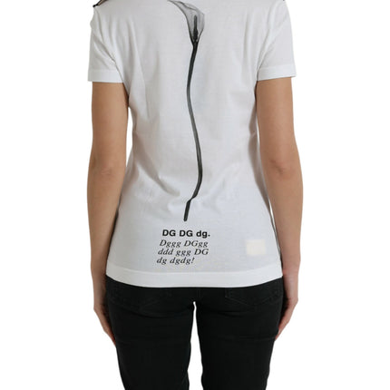 Dolce & Gabbana White Black Roses Crewneck Cotton T-shirt