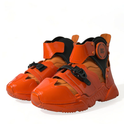 Dolce & Gabbana Orange Multi Panel Chunky High Top Sneakers Shoes