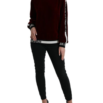 Dolce & Gabbana Bordeaux Velvet Round Neck Pullover Sweater