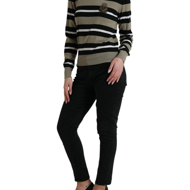 Dolce & Gabbana Multicolor Stripe Wool Logo Pullover Sweater