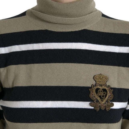 Dolce & Gabbana Multicolor Stripe Wool Logo Pullover Sweater