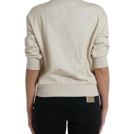 Dolce & Gabbana Beige Jungle Printed Cotton Pullover Sweater