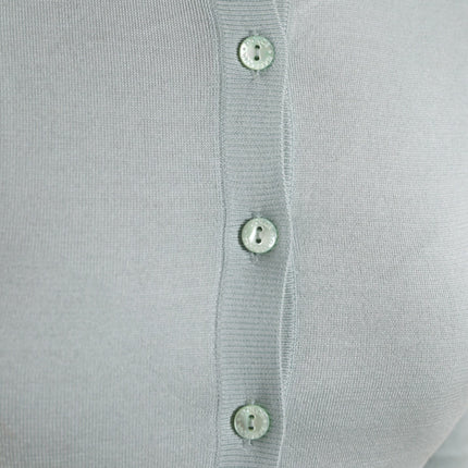 Dolce & Gabbana Light Blue Silk Crew Neck Cardigan Sweater