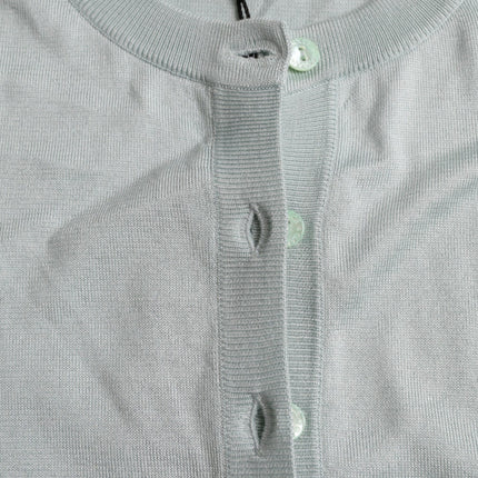Dolce & Gabbana Light Blue Silk Crew Neck Cardigan Sweater