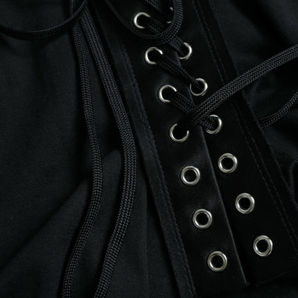 Dolce & Gabbana Black Cotton Lace Up Logo Round Neck Tank Top