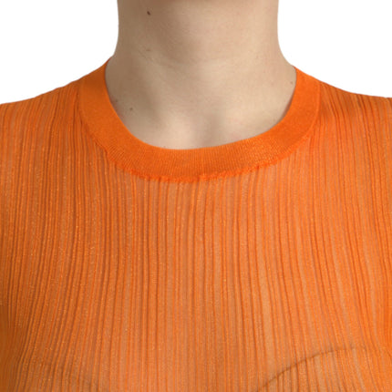 Dolce & Gabbana Orange See Through Crew Neck Blouse Tank Top