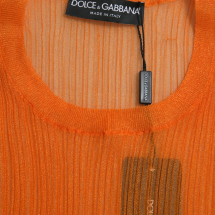 Dolce & Gabbana Orange See Through Crew Neck Blouse Tank Top