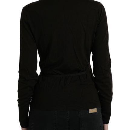 Dolce & Gabbana Black Wool V-neck Crossed Cardigan Sweater