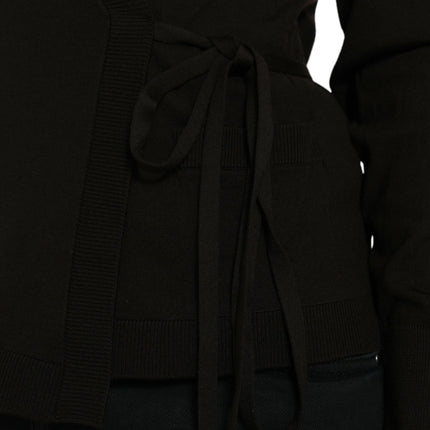 Dolce & Gabbana Black Wool V-neck Crossed Cardigan Sweater