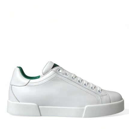 Dolce & Gabbana White Green Leather Portofino Sneakers Shoes