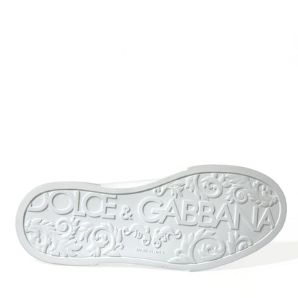 Dolce & Gabbana White Green Leather Portofino Sneakers Shoes