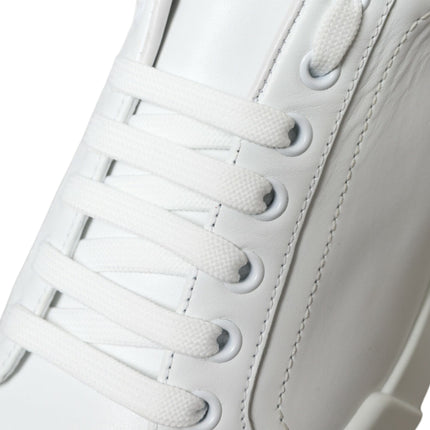 Dolce & Gabbana White Green Leather Portofino Sneakers Shoes