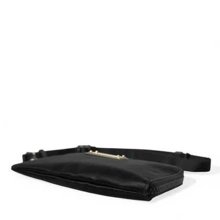 Dolce & Gabbana Black Nylon Logo Plaque Keyring Pouch Clutch Bag