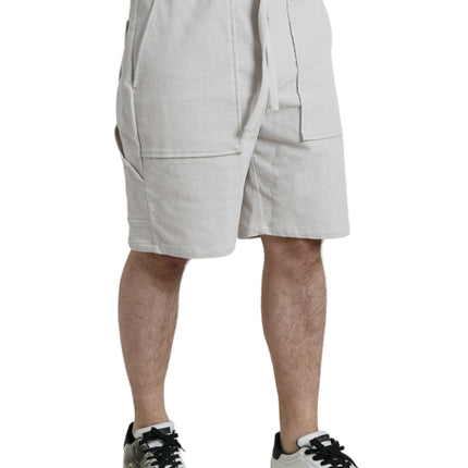 Dolce & Gabbana Beige Cotton Corduroy Logo Bermuda Shorts