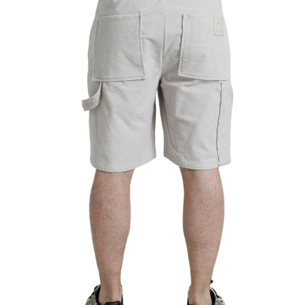 Dolce & Gabbana Beige Cotton Corduroy Logo Bermuda Shorts