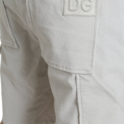 Dolce & Gabbana Beige Cotton Corduroy Logo Bermuda Shorts
