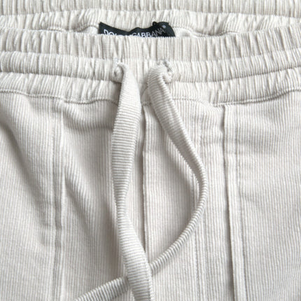 Dolce & Gabbana Beige Cotton Corduroy Logo Bermuda Shorts