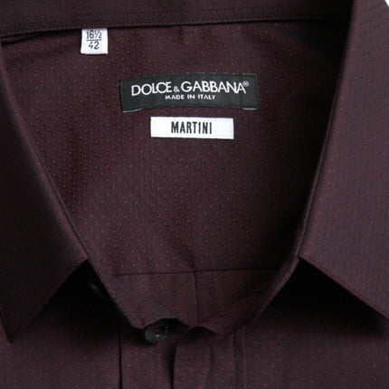 Dolce & Gabbana Maroon Jacquard Formal Dress MARTINI Shirt