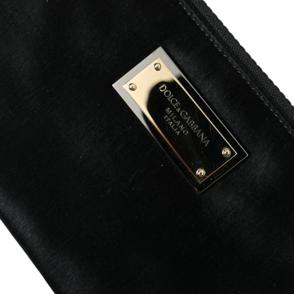 Dolce & Gabbana Black Nylon Logo Plaque Keyring Pouch Clutch Bags