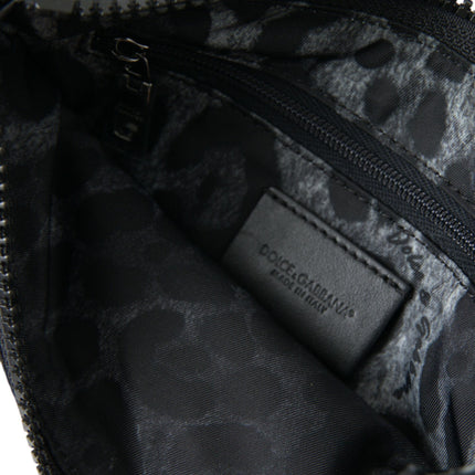 Dolce & Gabbana Black Nylon Logo Plaque Keyring Pouch Clutch Bags