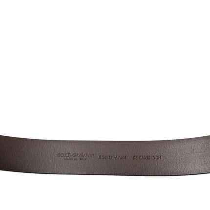 Dolce & Gabbana Brown Calf Leather Gold Metal Buckle Belt